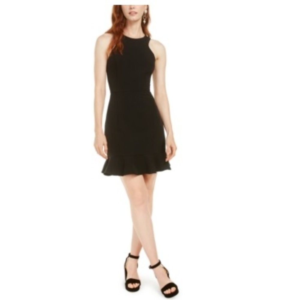 NWT 19 COOPER Black Sleeveless Short Dress Size Large Ruffled Hem $90 V0063